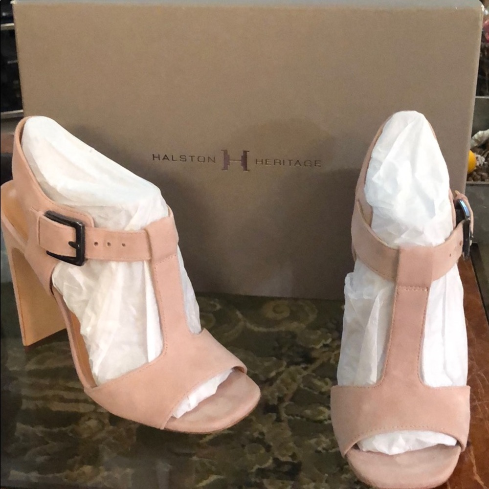 Halston Heritage blush pink suede heels